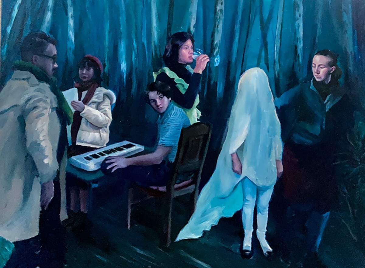 Oil on canvas - 6 figures in space 