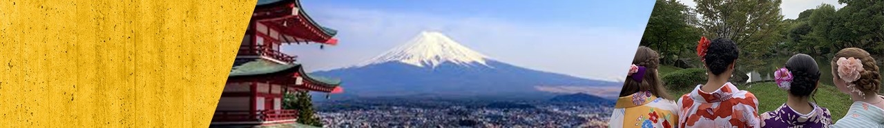 Photograph of mountain in Japan and students