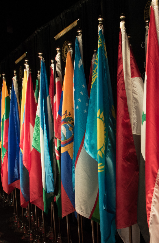 Multiple flags from countries around the world